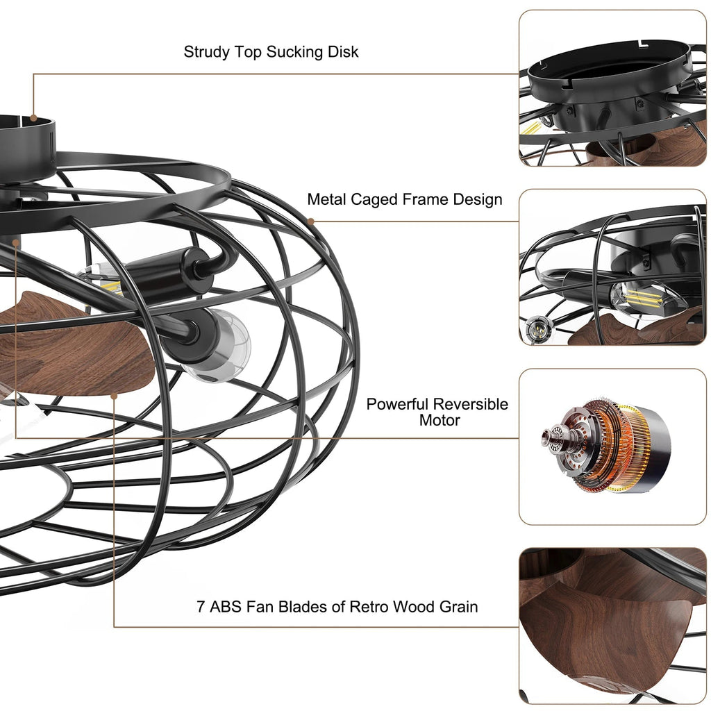 Industrial fan ceiling light with remote control