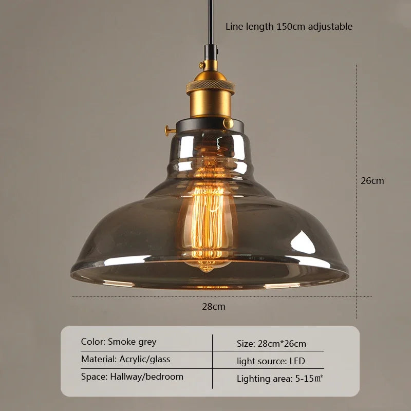 Lámpara colgante de vidrio industrial