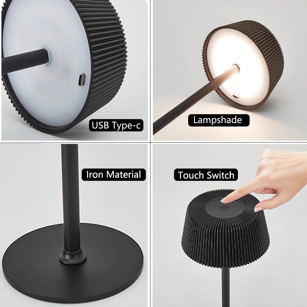Lámpara de mesa LED con batería y pantalla táctil