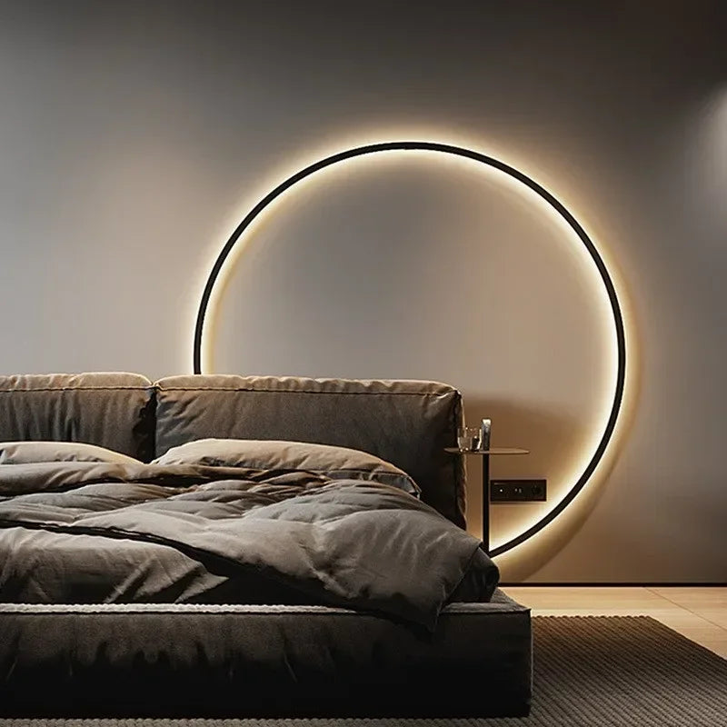 Large round design wall lamp with indirect LED light