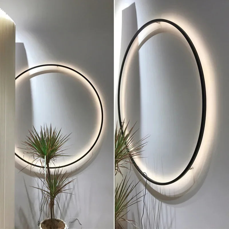 Large round design wall lamp with indirect LED light