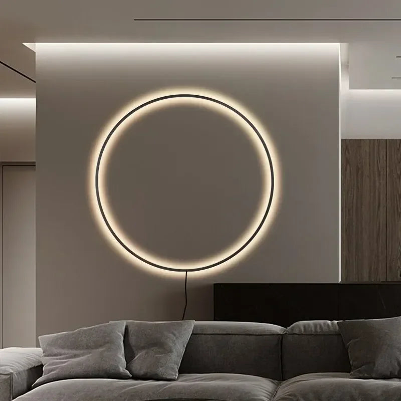 Large round design wall lamp with indirect LED light