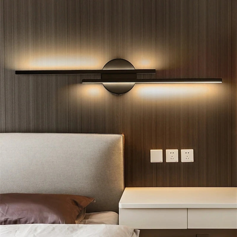 LichtFlair | Modern LED wall light Twin Linear black/white metal bedroom