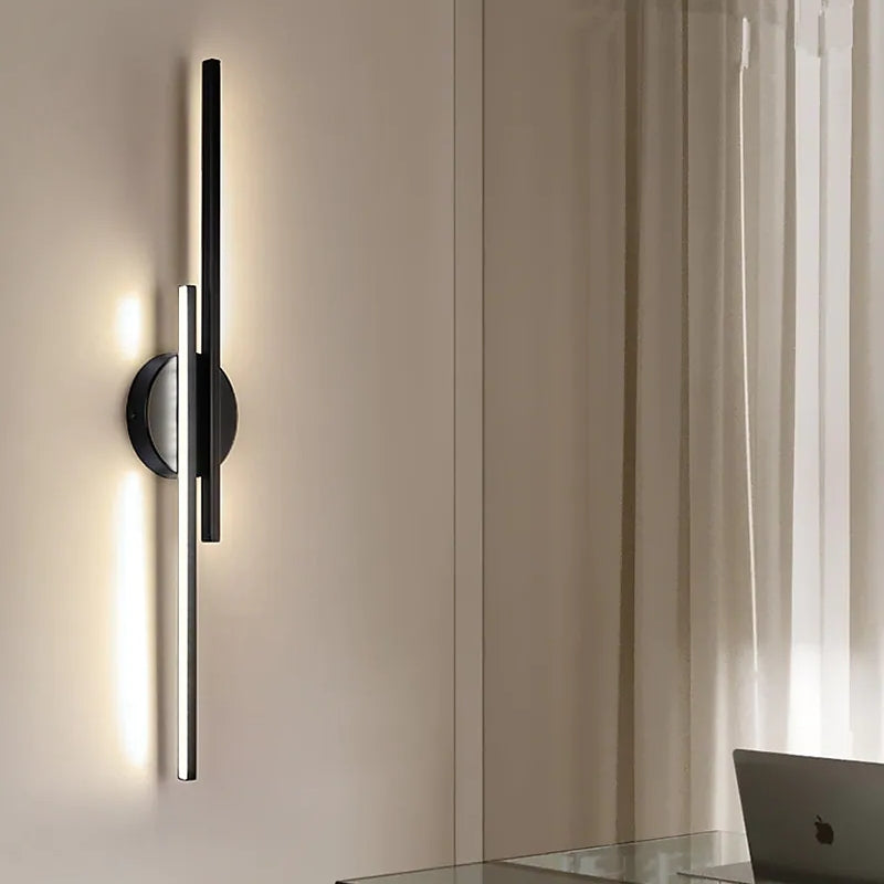 LichtFlair | Modern LED wall light Twin Linear black/white metal bedroom