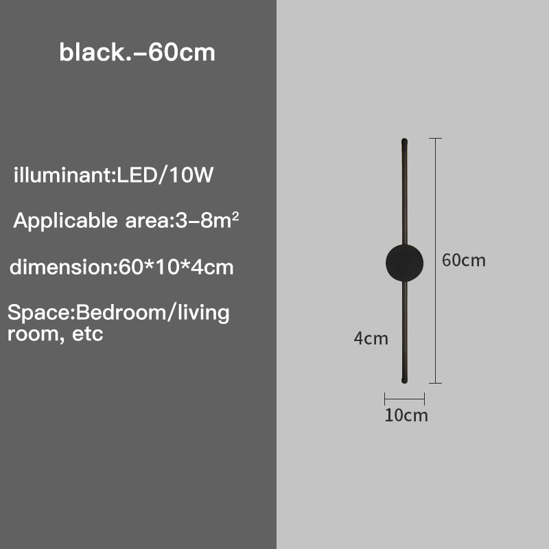 Modern I-Shaped LED Wall Light – Adjustable Three-Tone Wall Lamp for Bedroom and Living Room, Black Aviation Aluminum Sconce