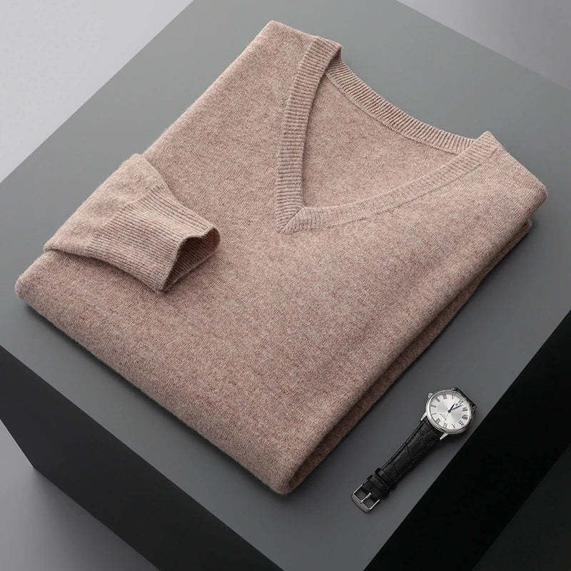 Marlow - 100% Wool - V-Neck Sweater – Classic Business Casual Knit for Autumn/Winter 2