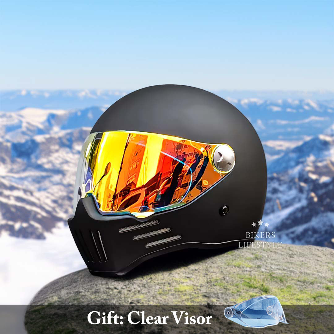 Přilba na motocykl typu Full Face Cruiser | Červený štít - schváleno DOT a ECE