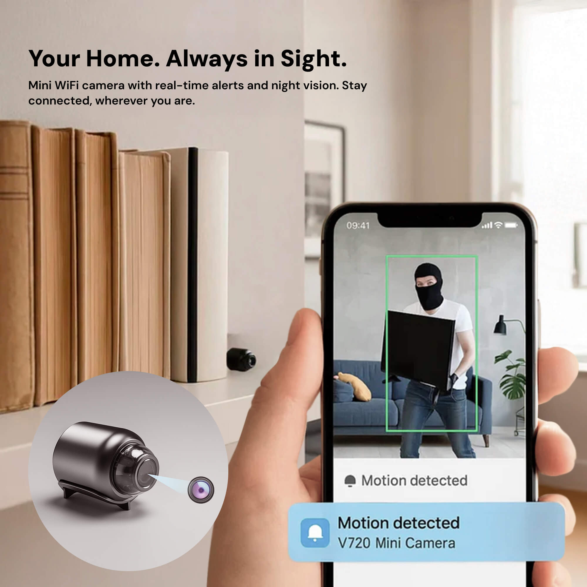 ミニワイヤレス隠しカメラと音声 - 小型監視ミニスパイカメラ ワイヤレスナニー監視
