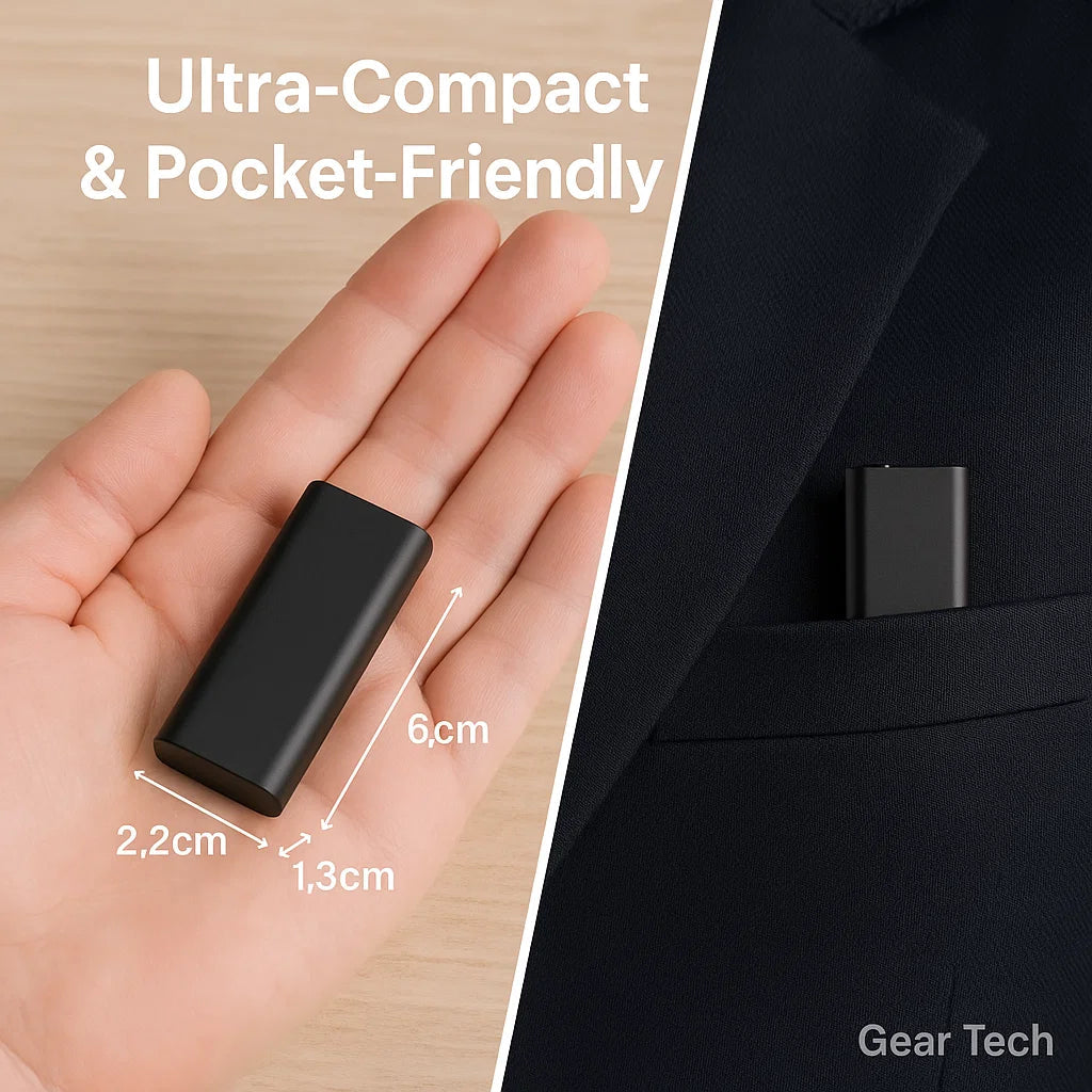 ミニチュアボイスレコーダー – 小型で目立たず、強力な音声キャプチャ | ステルス録音と音声起動に最適