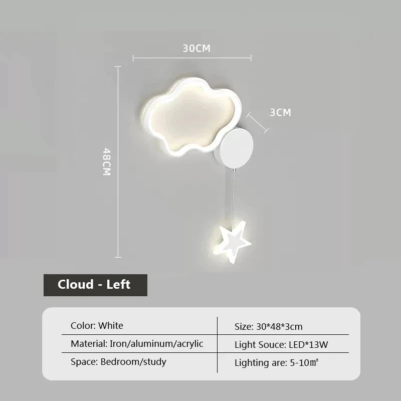 AureliaLights Wolk Ster En Maan Wandlamp Voor Slaapkamer
