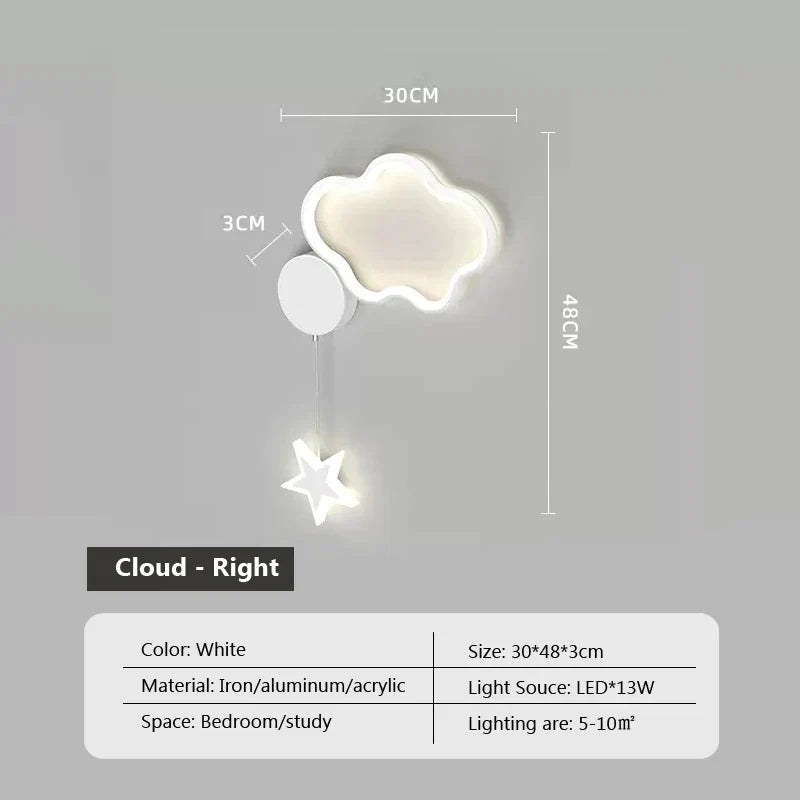 AureliaLights Cloud Star og Måne Vegglampe for Soverom