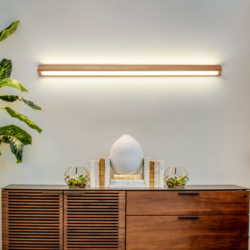 Modern Linear LED Wall Light Ozumi – 1/2-light wood & acrylic for mirror and living area