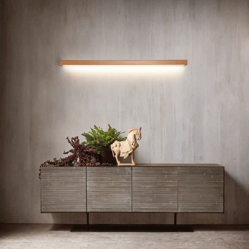 Modern Linear LED Wall Light Ozumi – 1/2-light wood & acrylic for mirror and living area