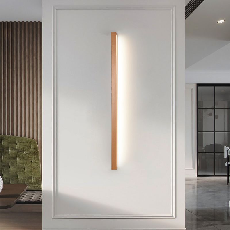 Modern Linear LED Wall Light Ozumi – 1/2-light wood & acrylic for mirror and living area
