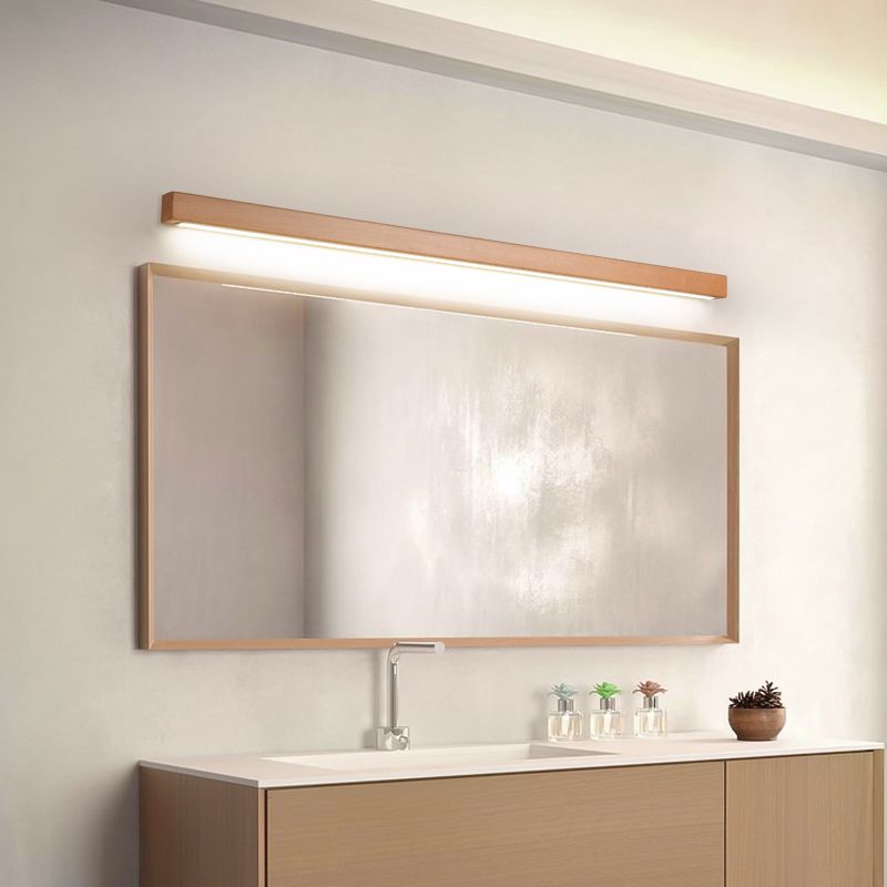 Modern Linear LED Wall Light Ozumi – 1/2-light wood & acrylic for mirror and living area