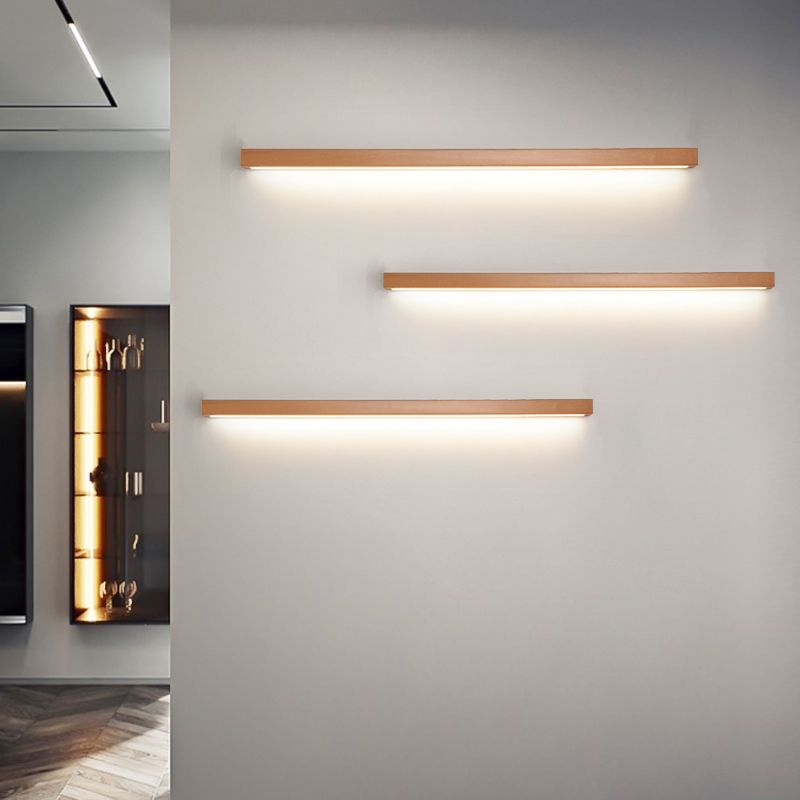 Modern Linear LED Wall Light Ozumi – 1/2-light wood & acrylic for mirror and living area
