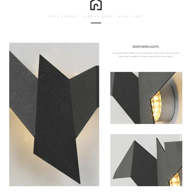 AvianAura - severská nástěnná lampa Nordic Iron Bird