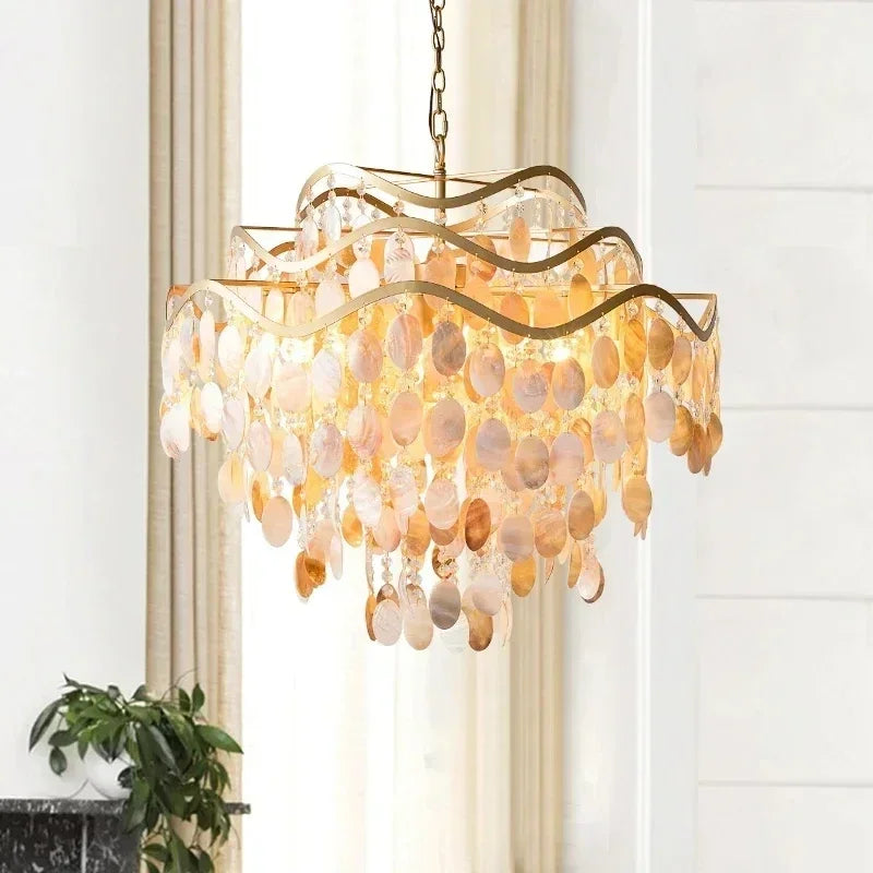 Mother of pearl shell pendant lamp