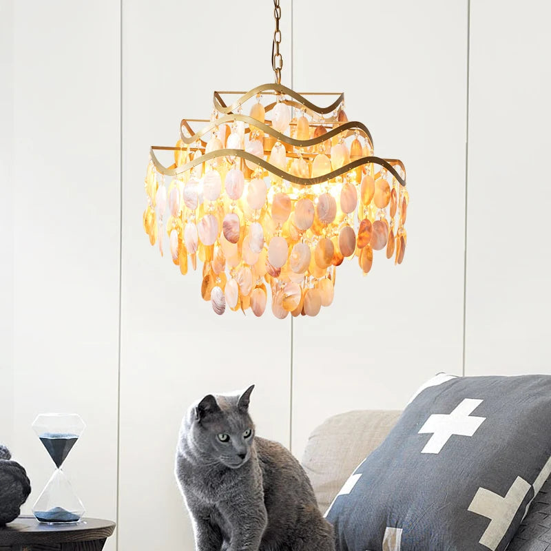 Mother of pearl shell pendant lamp
