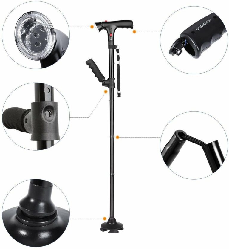 Adjustable Folding Cane with LED Light – Walk with Confidence & Safety