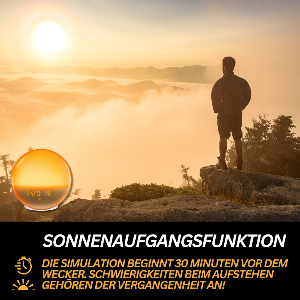 Přírodní radiobudík se světlem pro probuzení - Glowrise