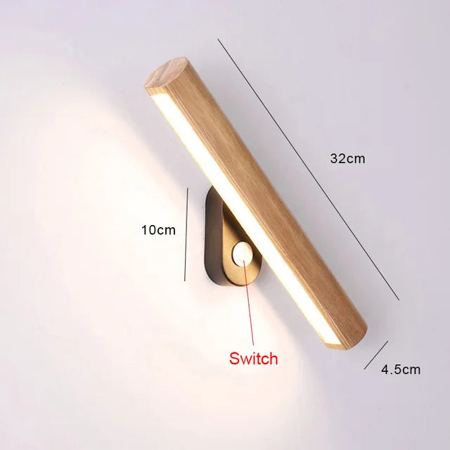 Lyrena Wood LED Wall Light For Bedroom Warm Soft Glow