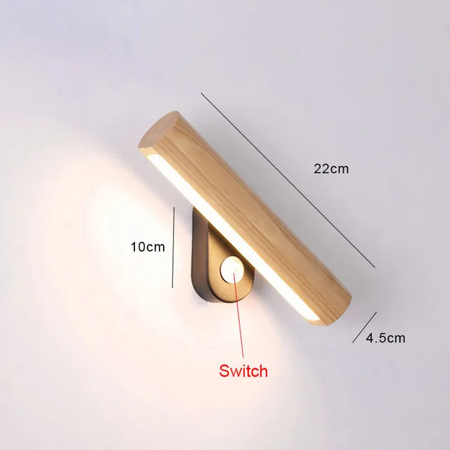 Lyrena Wood LED Wall Light For Bedroom Warm Soft Glow