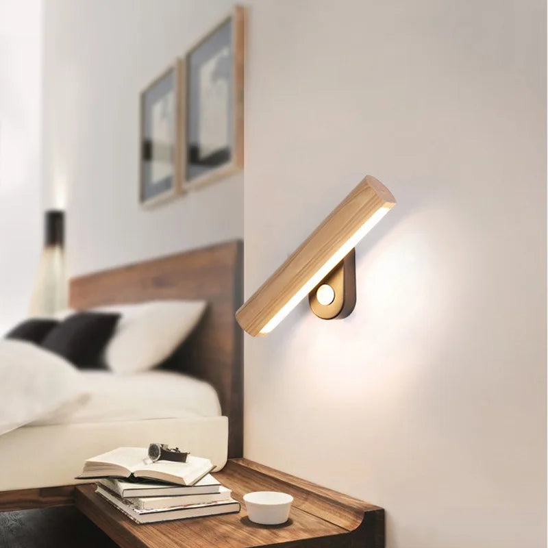Lyrena Wood LED Wall Light For Bedroom Warm Soft Glow