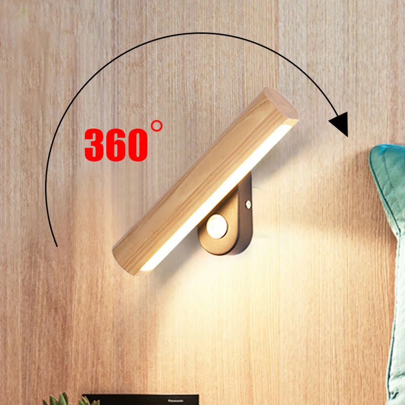 Lyrena Wood LED Wall Light For Bedroom Warm Soft Glow