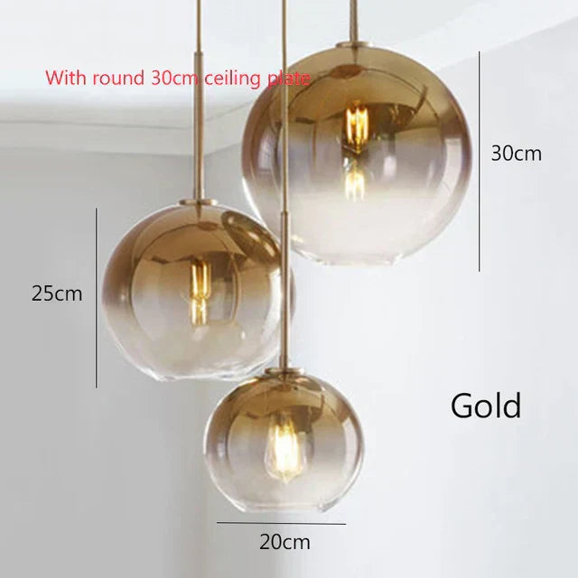 LyraNova Gradient Glass Globe Pendant Light in Brushed Gold