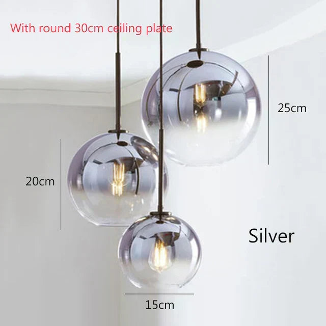 LyraNova Gradient Glass Globe Pendant Light in Brushed Gold