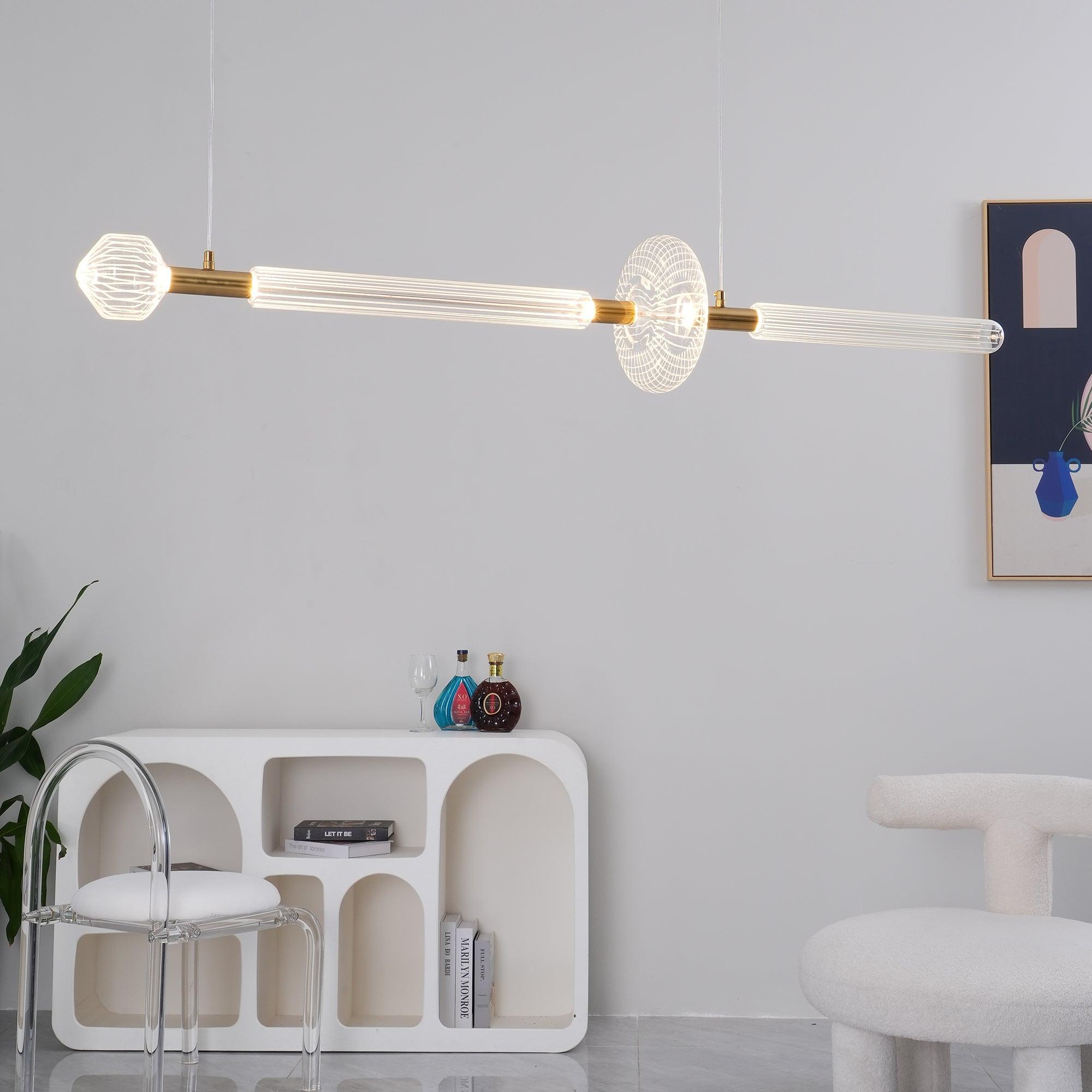 Astraelle Tubular Pendant Light With Hand Blown Crystal Cylinders