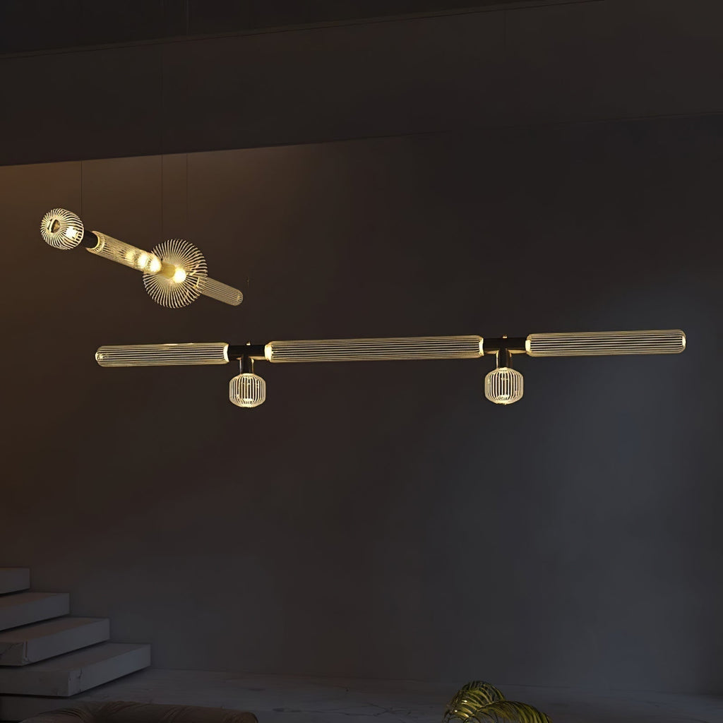 Astraelle Tubular Pendant Light With Hand Blown Crystal Cylinders