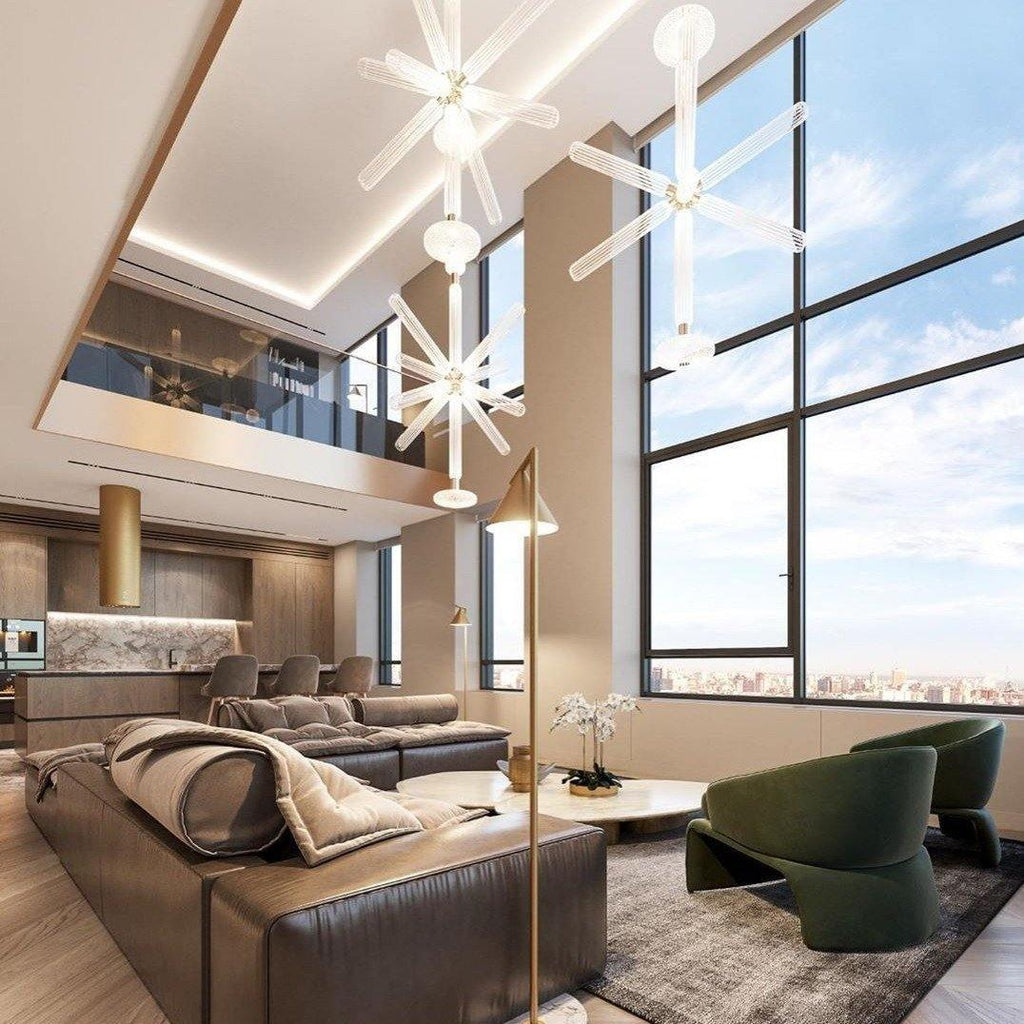 Astraelle Tubular Pendant Light With Hand Blown Crystal Cylinders