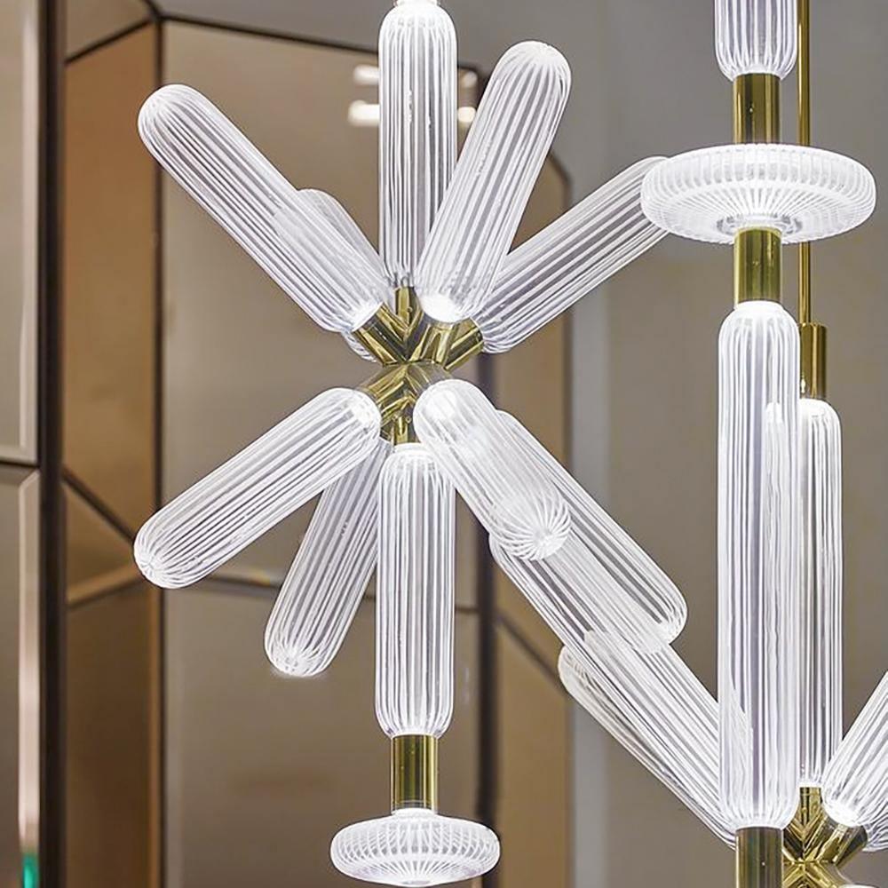 Astraelle Tubular Pendant Light With Hand Blown Crystal Cylinders