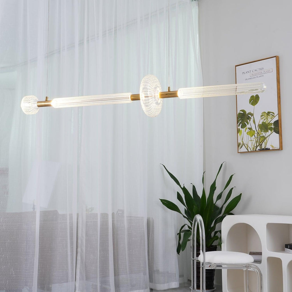Astraelle Tubular Pendant Light With Hand Blown Crystal Cylinders