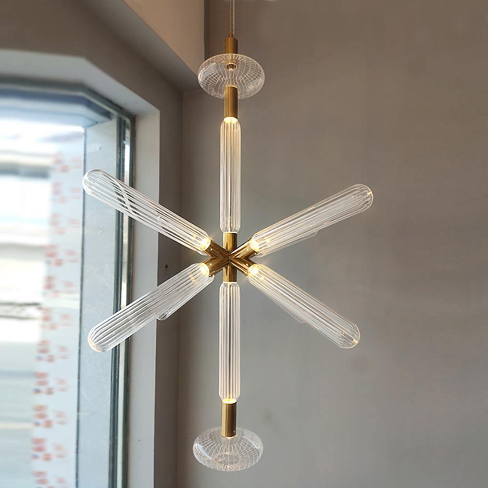 Astraelle Tubular Pendant Light With Hand Blown Crystal Cylinders