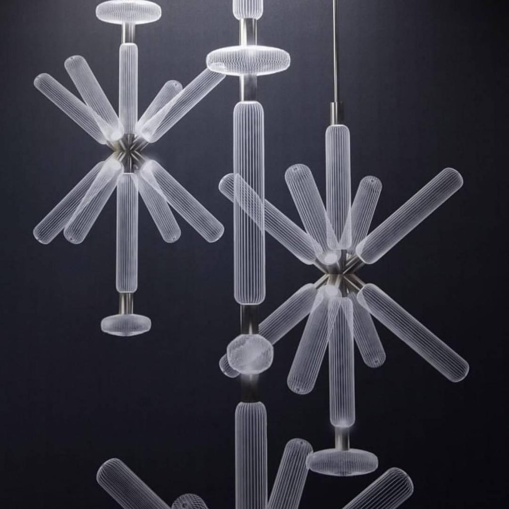 Astraelle Tubular Pendant Light With Hand Blown Crystal Cylinders