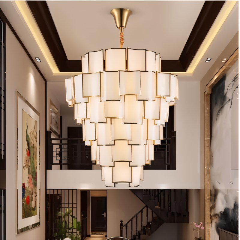 Elara Glass Chandelier With Frosted Glass Panels And Iron Frame