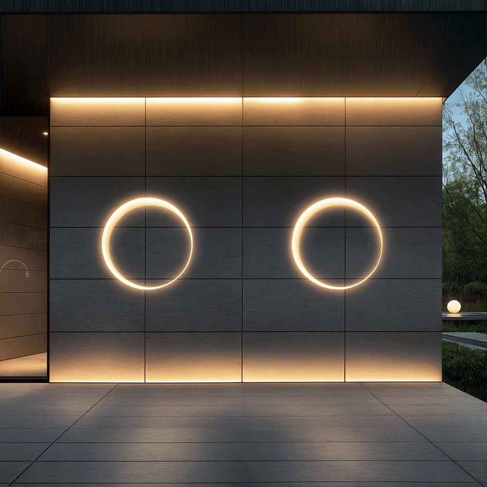 Astraeon Eclipse Outdoor Wall Light Modern Circular Exterior Fixture