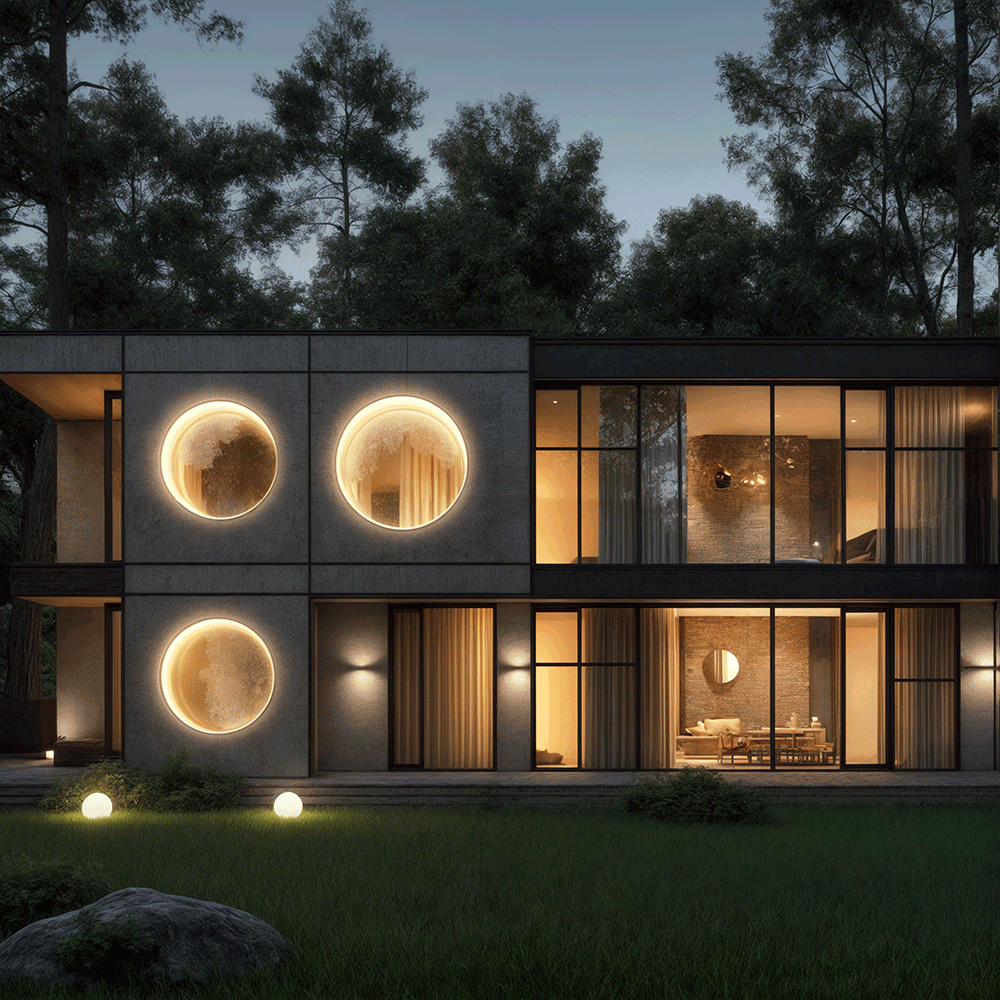 Astraeon Eclipse Outdoor Wall Light Modern Circular Exterior Fixture