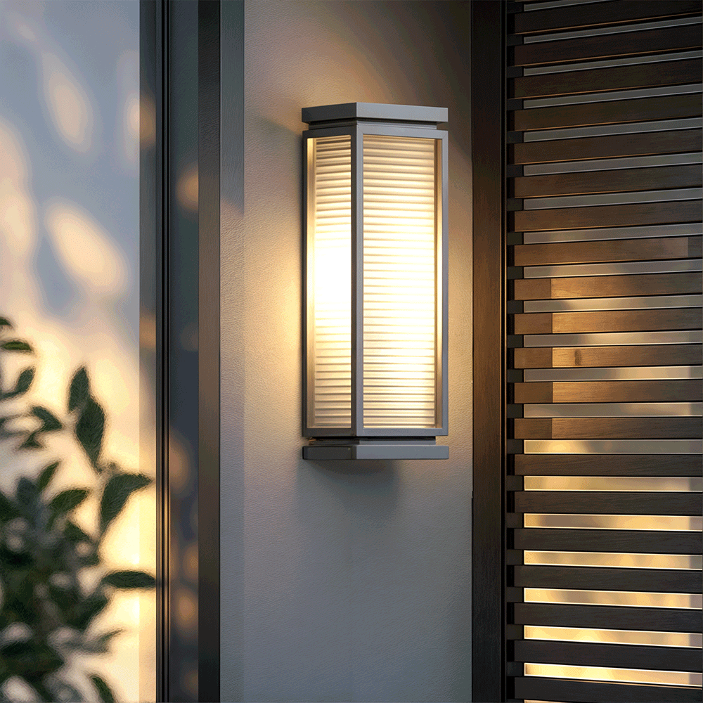 Aureli Outdoor Wall Light in Stainless Steel with Diffuser