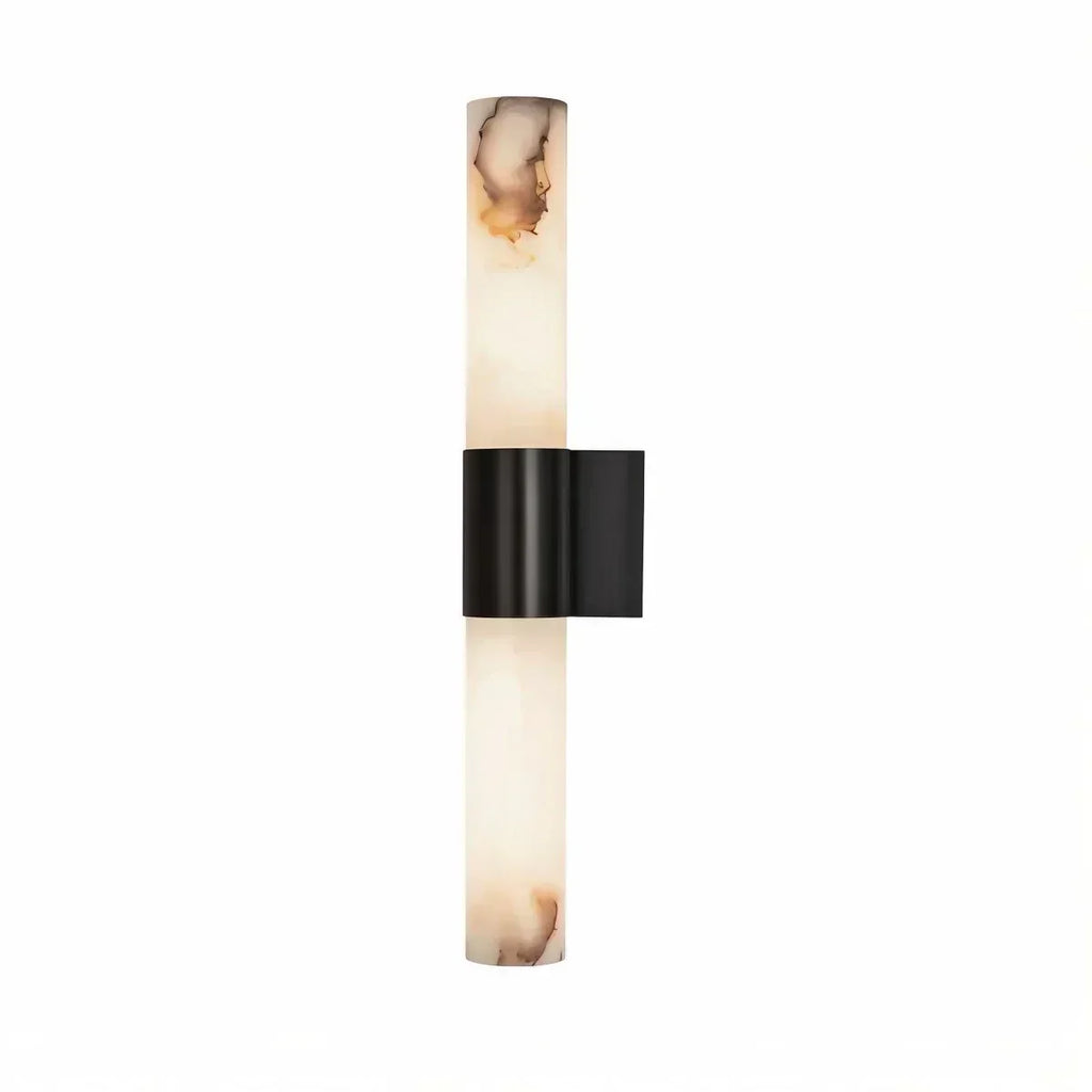 Liora Copper Frame Alabaster Wall Sconce With Marble Detail And Warm Light