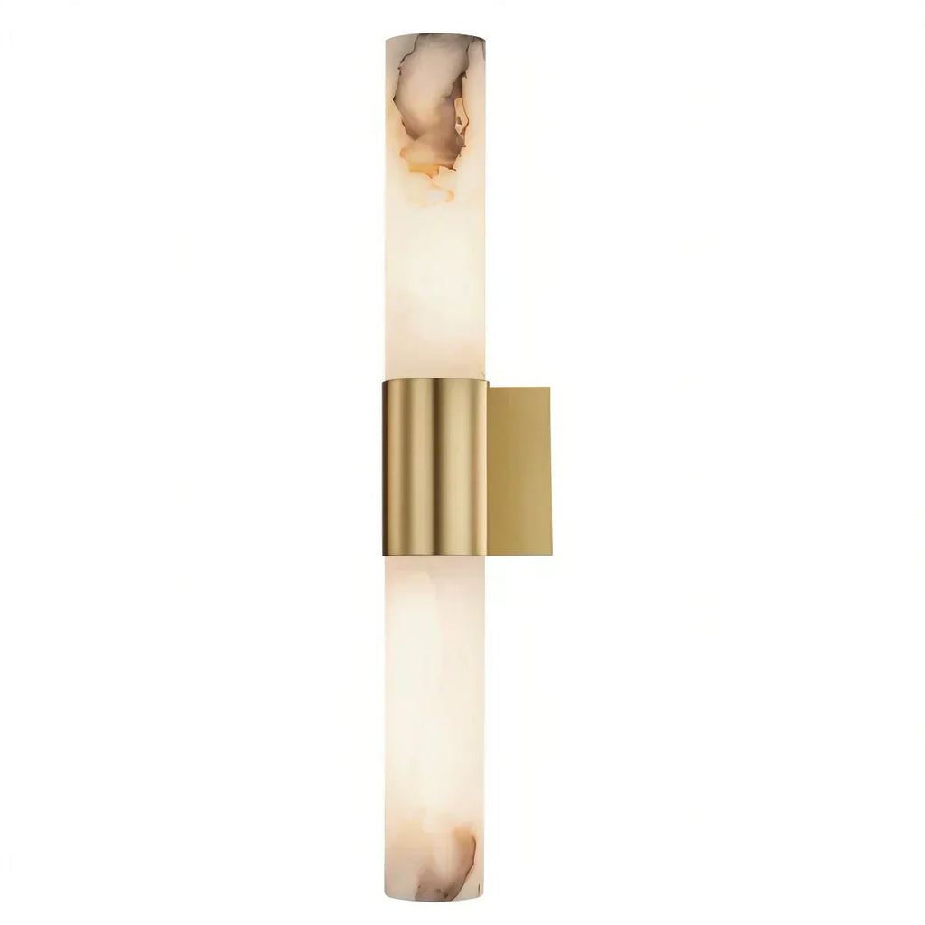 Liora Copper Frame Alabaster Wall Sconce With Marble Detail And Warm Light
