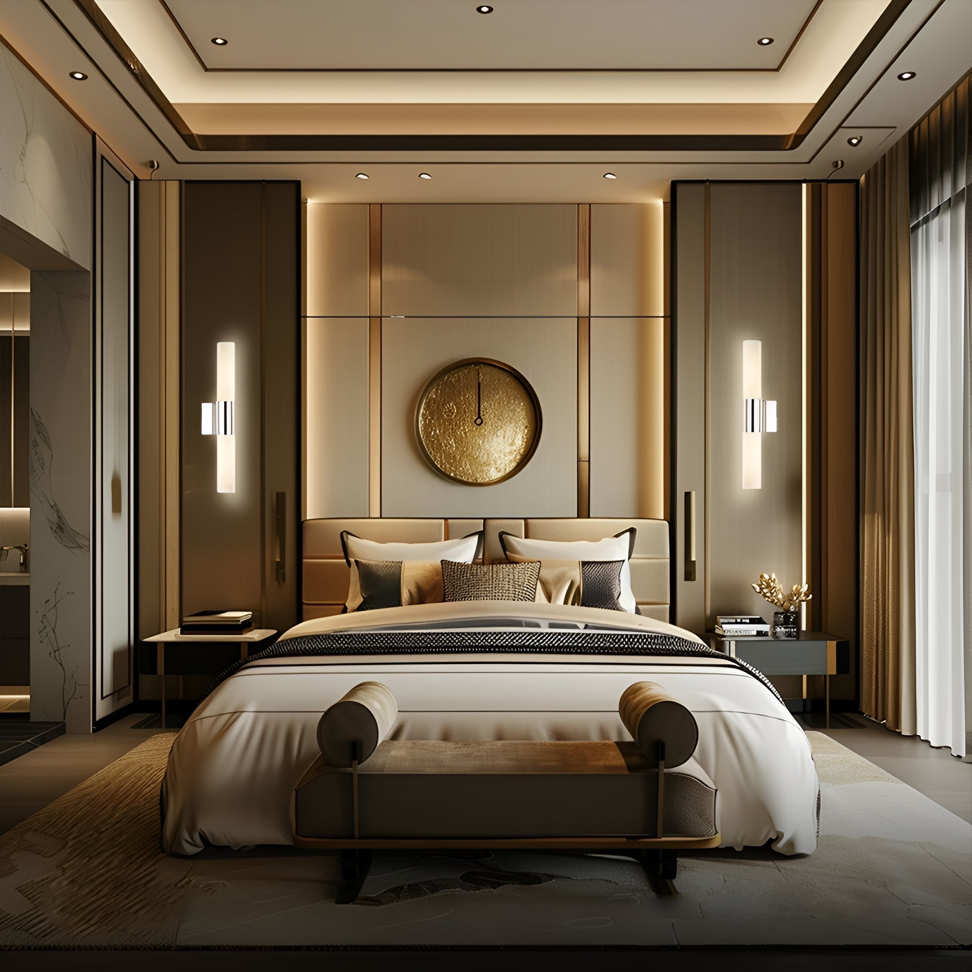 Liora Copper Frame Alabaster Wall Sconce With Marble Detail And Warm Light