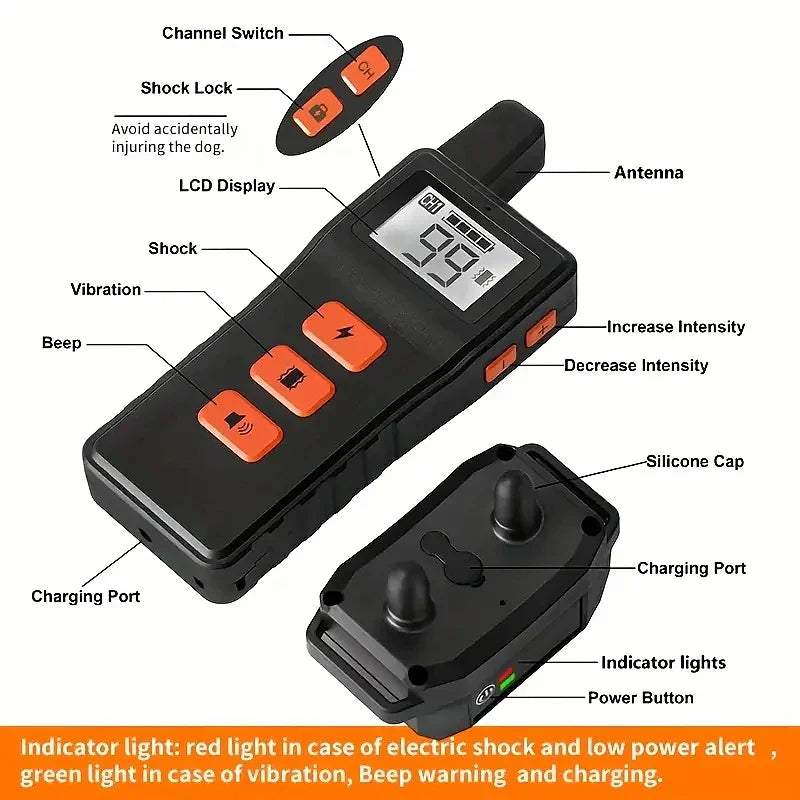 Premium vanntett hundetreningskrage med fjernkontroll
