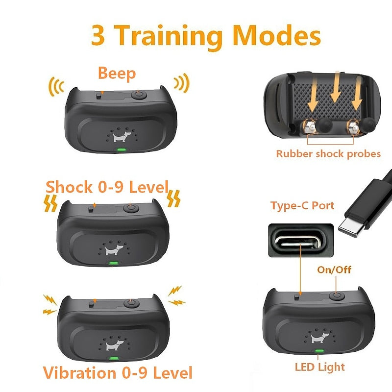 Pawfey 500m waterdichte oplaadbare honden trainingshalsband