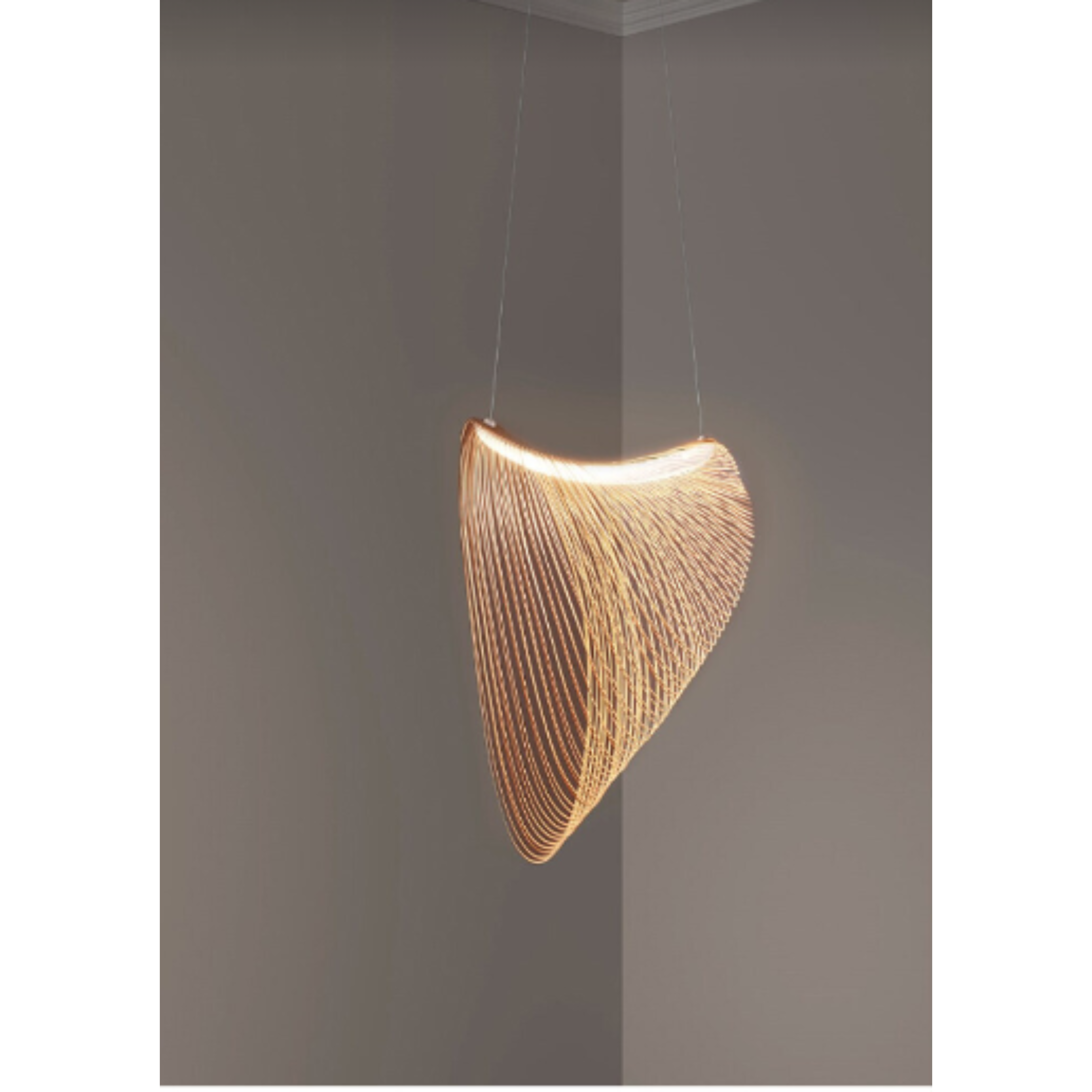 Pendant Ceiling Light | Wood Design with Hemp Fiber | Dining Room