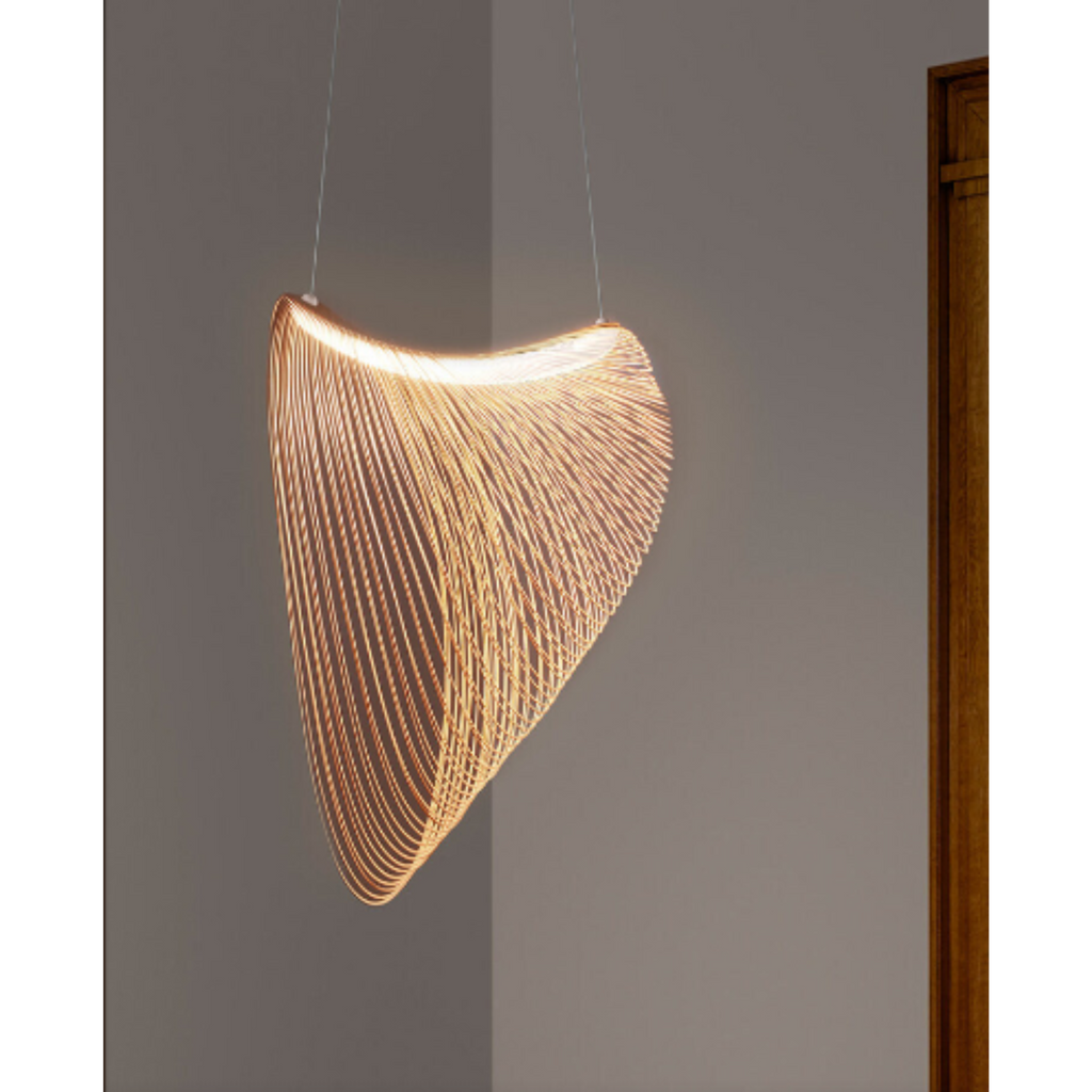 Pendant Ceiling Light | Wood Design with Hemp Fiber | Dining Room