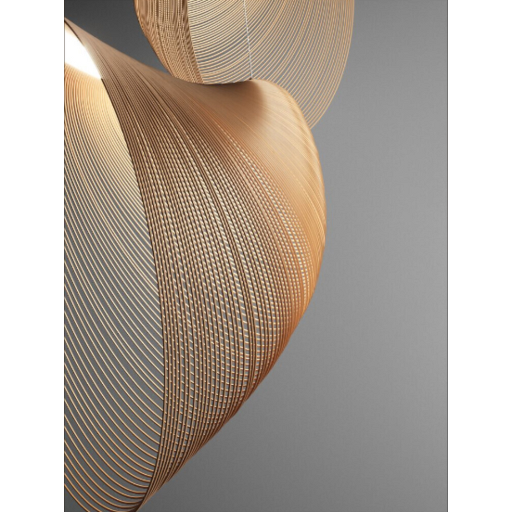 Pendant Ceiling Light | Wood Design with Hemp Fiber | Dining Room